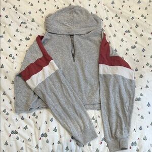 American Eagle Outfitters Gray and Red Hoodie